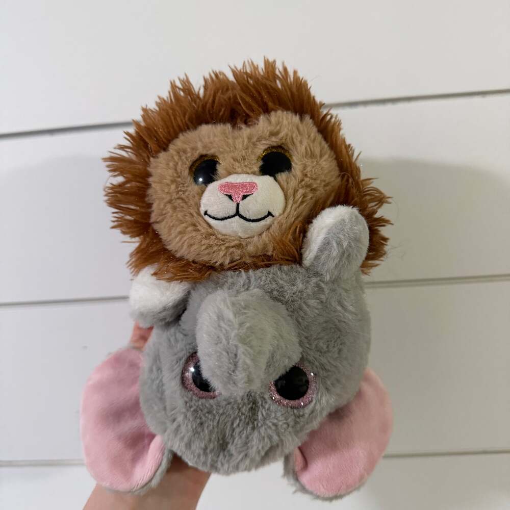 Wishpets 2-in-1 Flip Plush Elephant and Lion Stuffed Animal